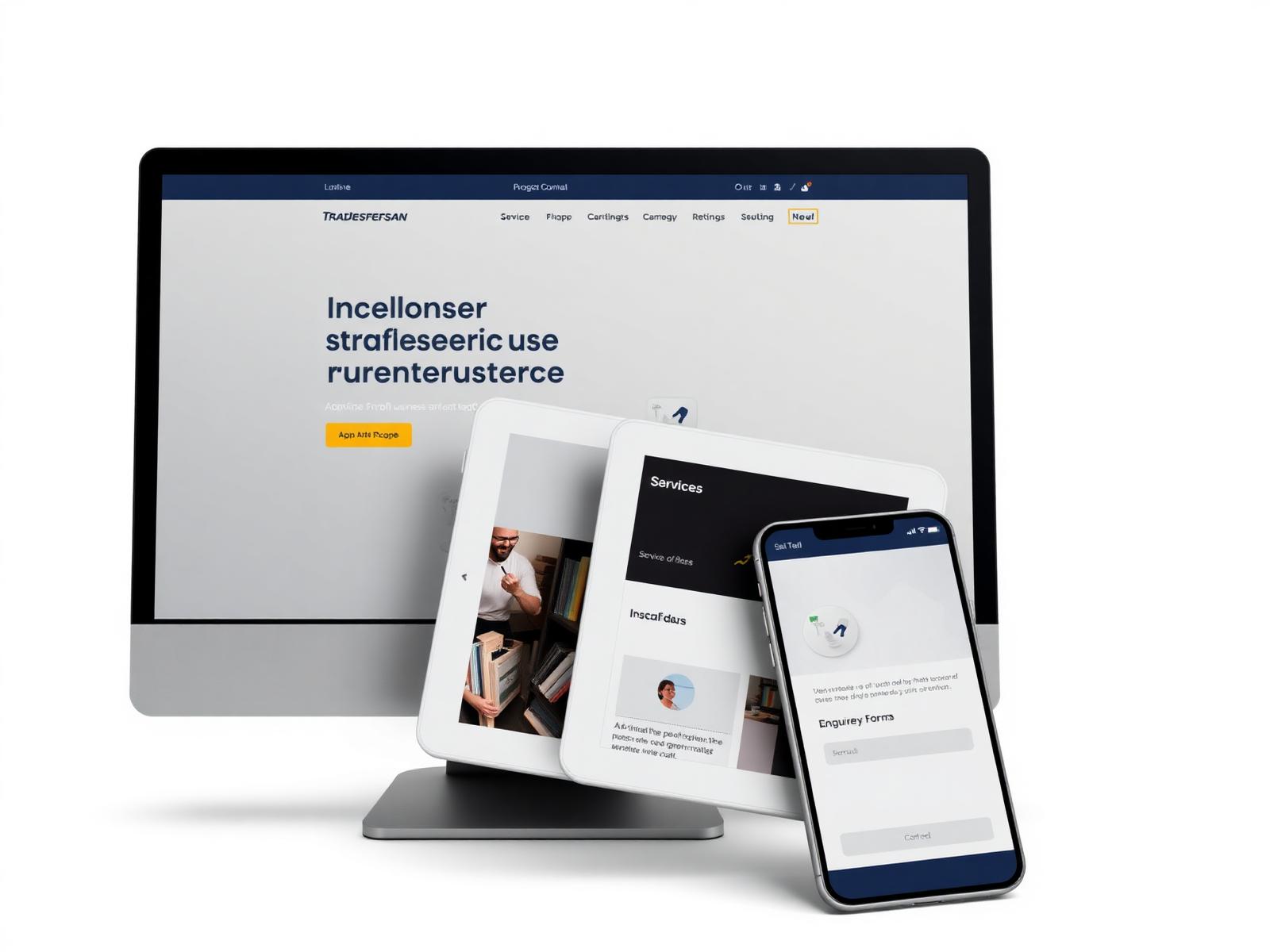 Professional website designs displayed on desktop, tablet and mobile devices