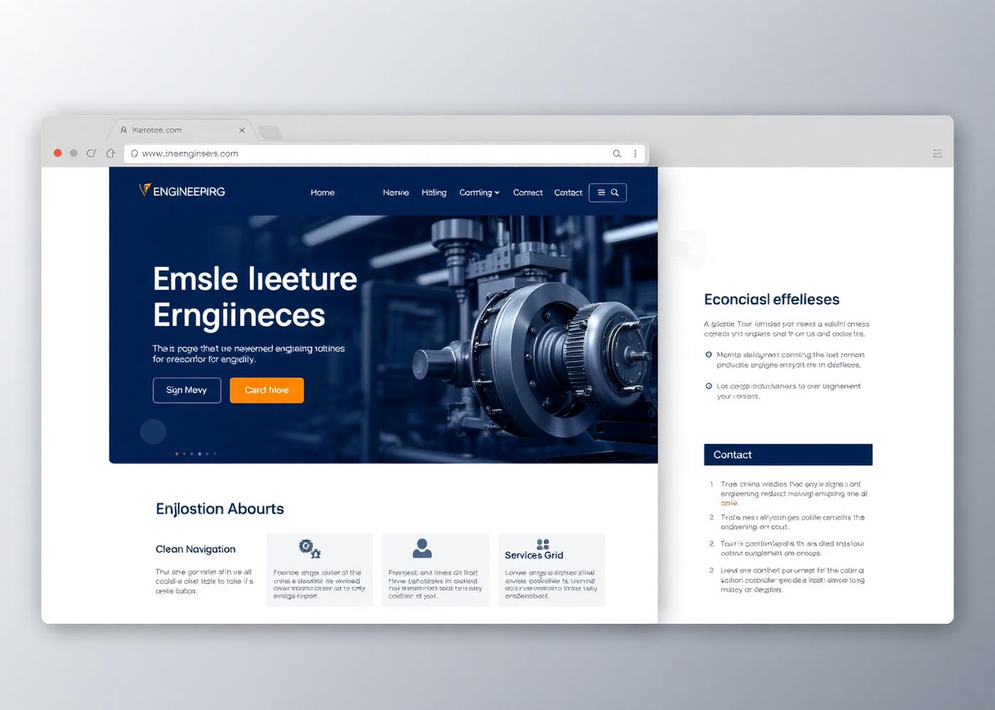Homepage of the NR Engineering website shown on a desktop screen