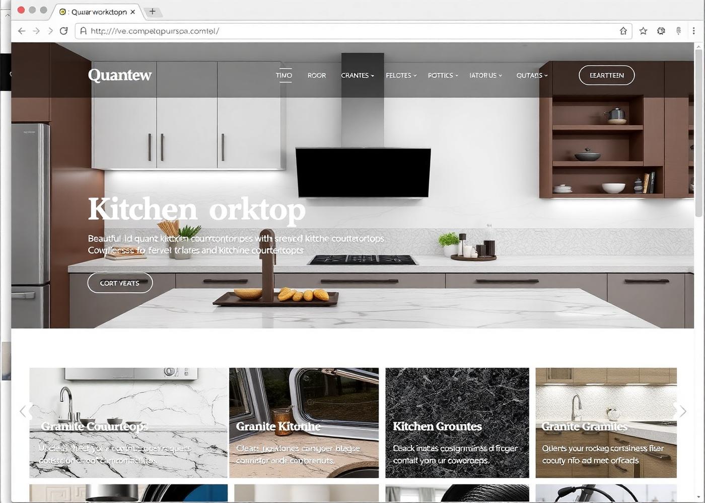 Homepage of the Worktops Ireland website shown on a desktop screen